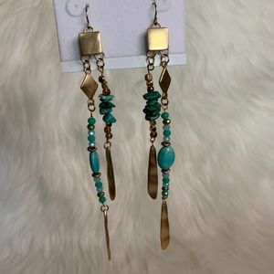 Jardin dangle gold and turquoise earrings